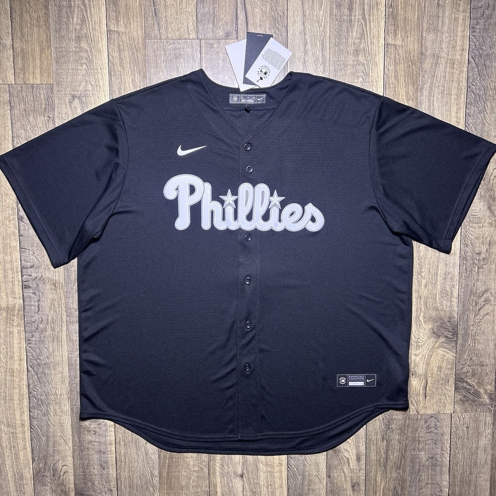 NWT Philadelphia Phillies Nike MLB Baseball Jersey Black Alternate Mens 3XL $135